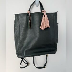 Fossil Dark Green Leather back pack Bag with Pink Tassels